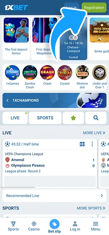 Step 1 - Register a 1xBet account using the website or mobile app