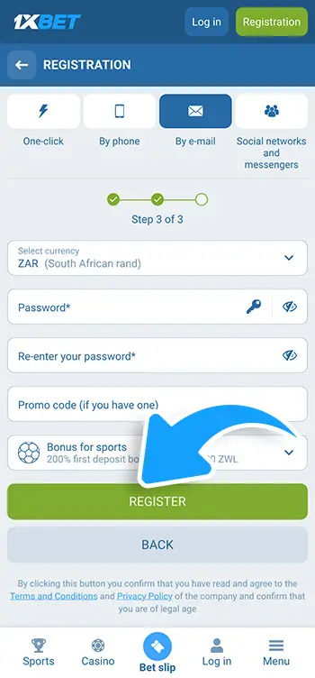 Step 7 - Agree to the terms and conditions and confirm your registration